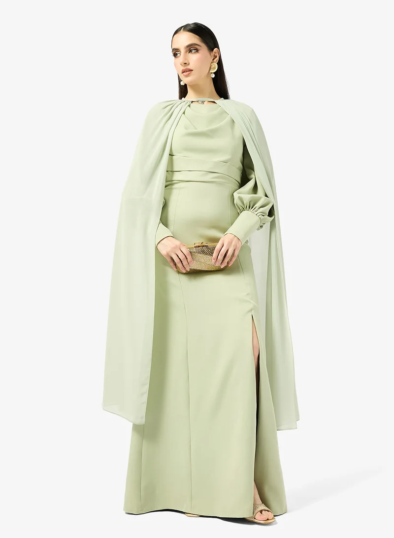 Iyra  Puff Sleeve Side Slit Dress for Women | Best Price UAE
